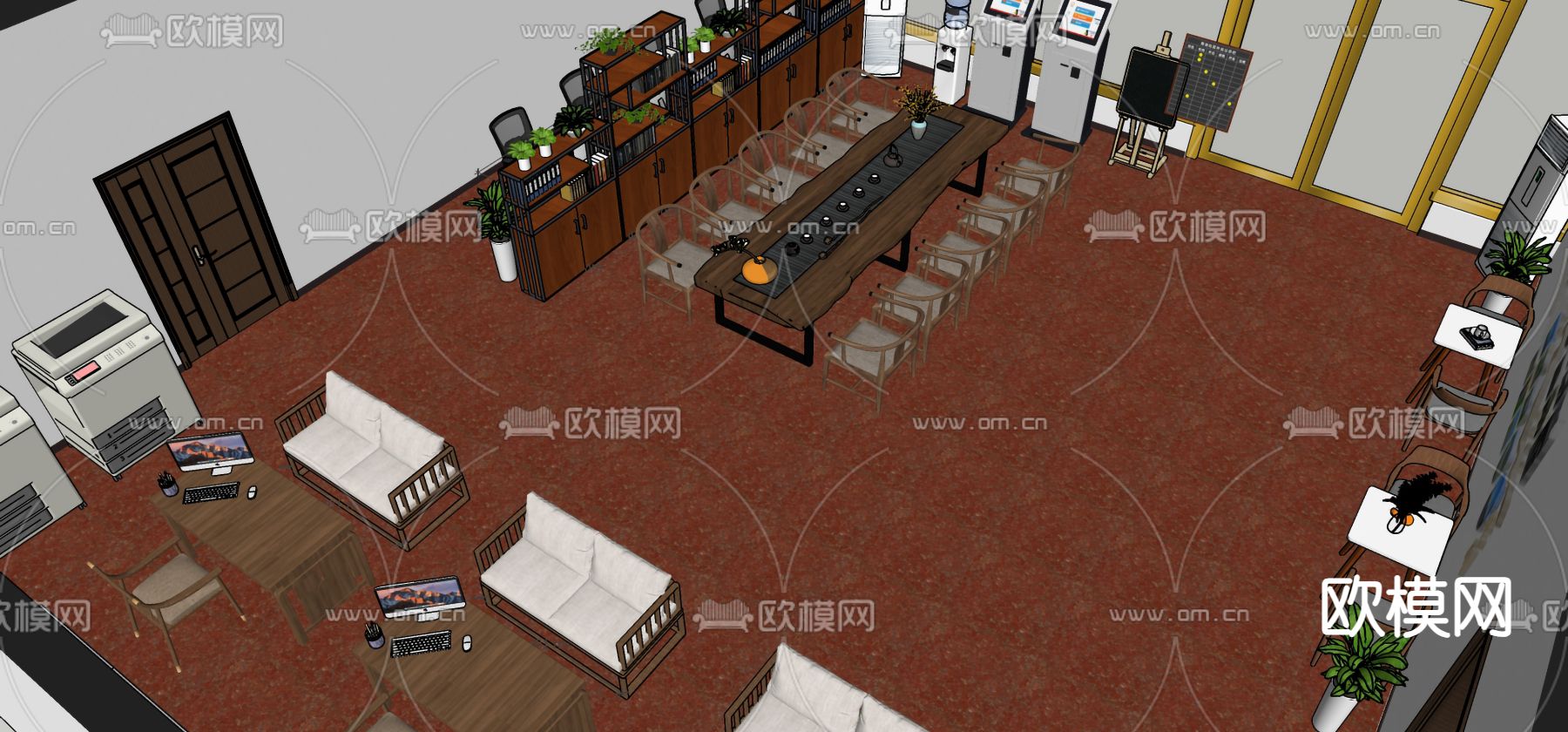 社区办事大厅 社区大厅su模型下载（渲染图4）