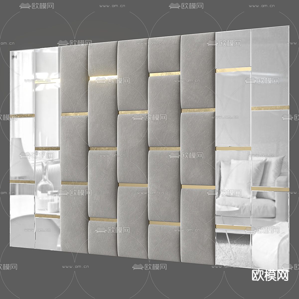 软包 床头背景墙3d模型下载