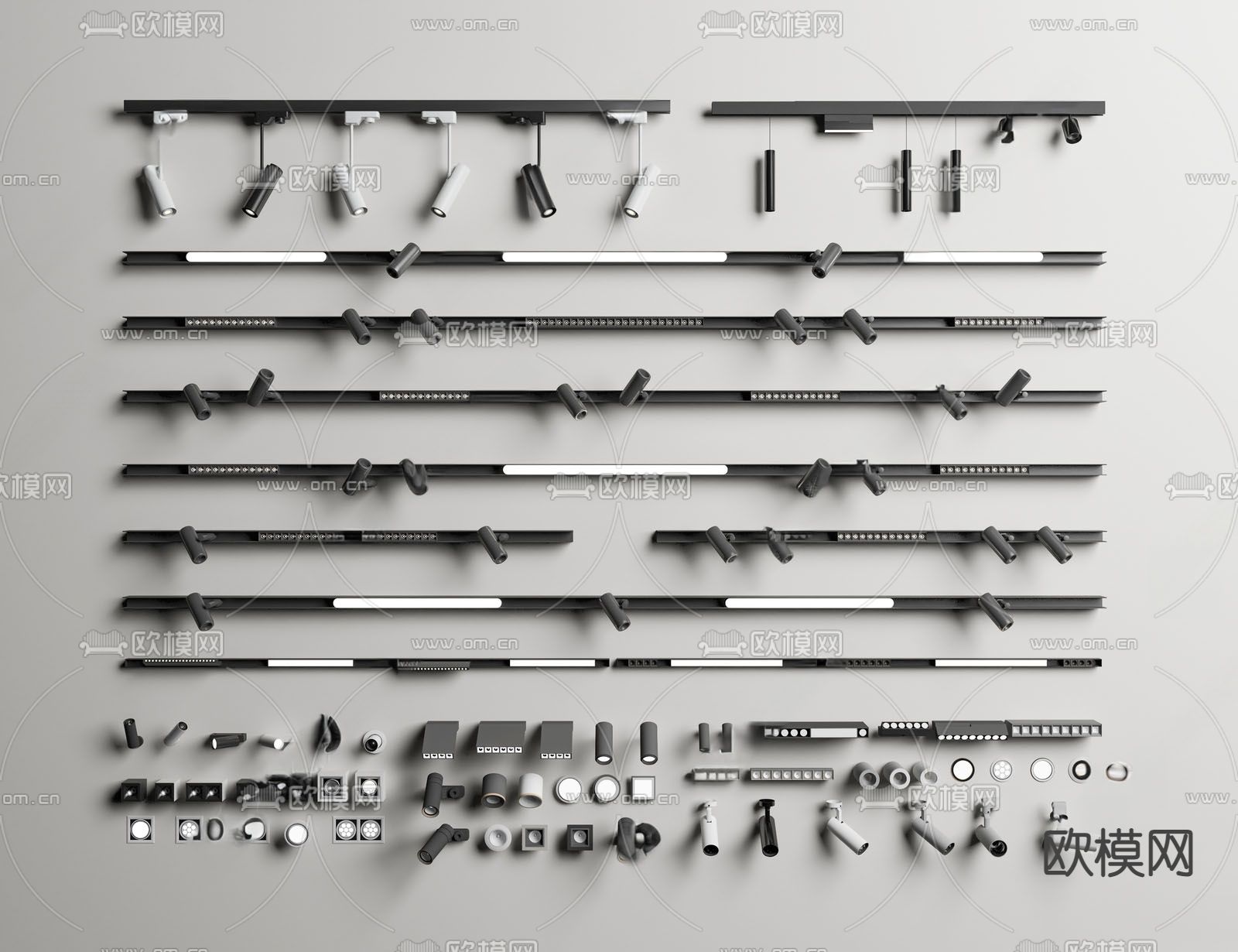 筒灯射灯 轨道射灯su模型下载（渲染图1）