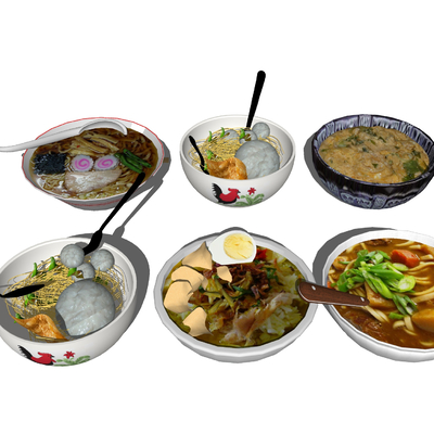  面条面食 食物美食su模型 