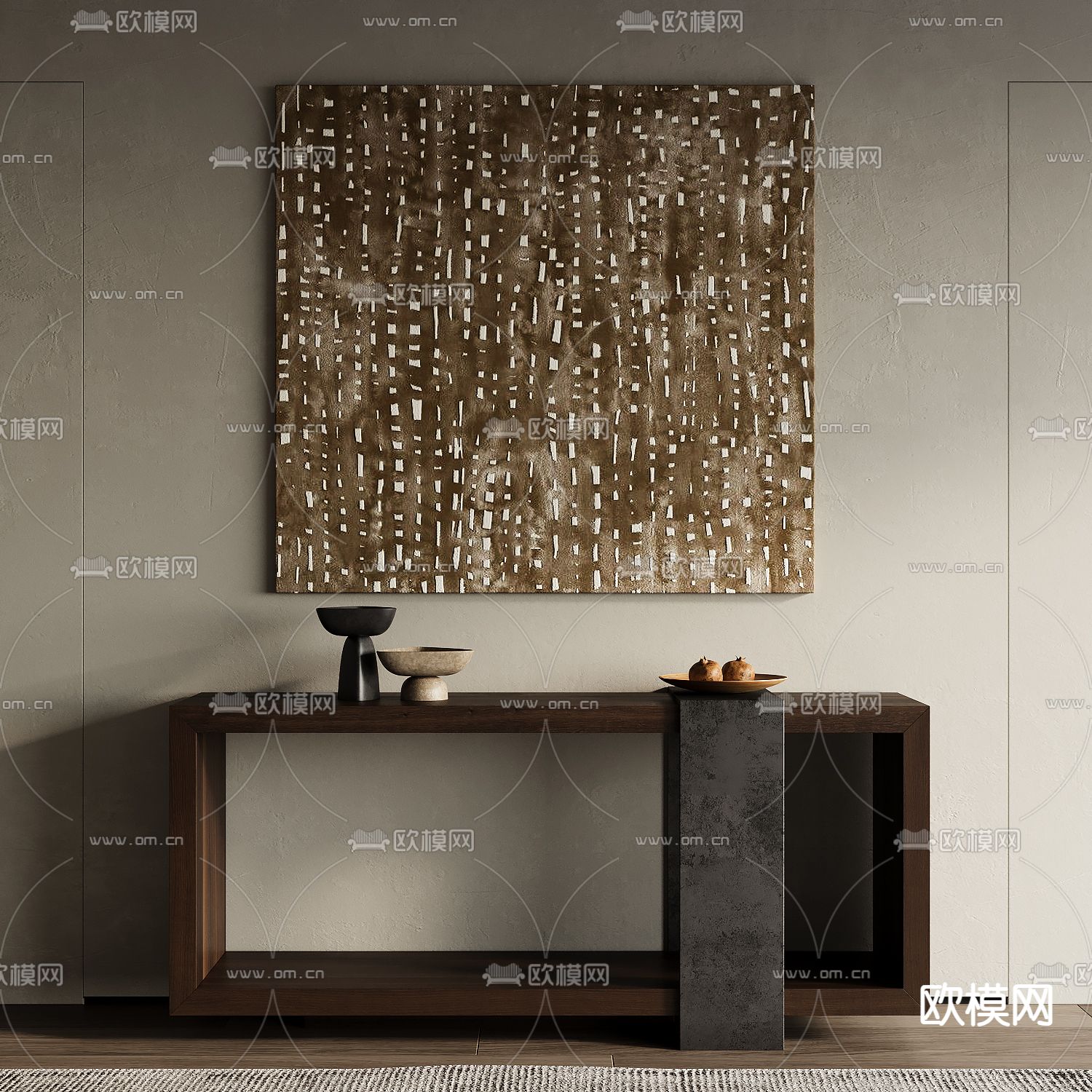 侘寂风装饰画 抽象画 油画su模型