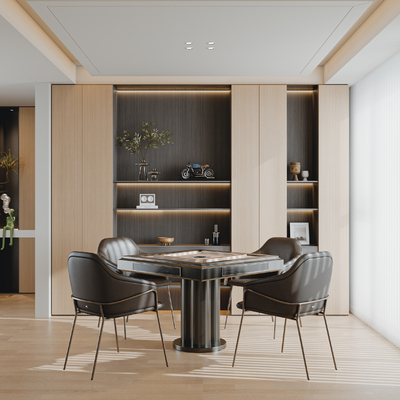  现代棋牌室 麻将室su模型 