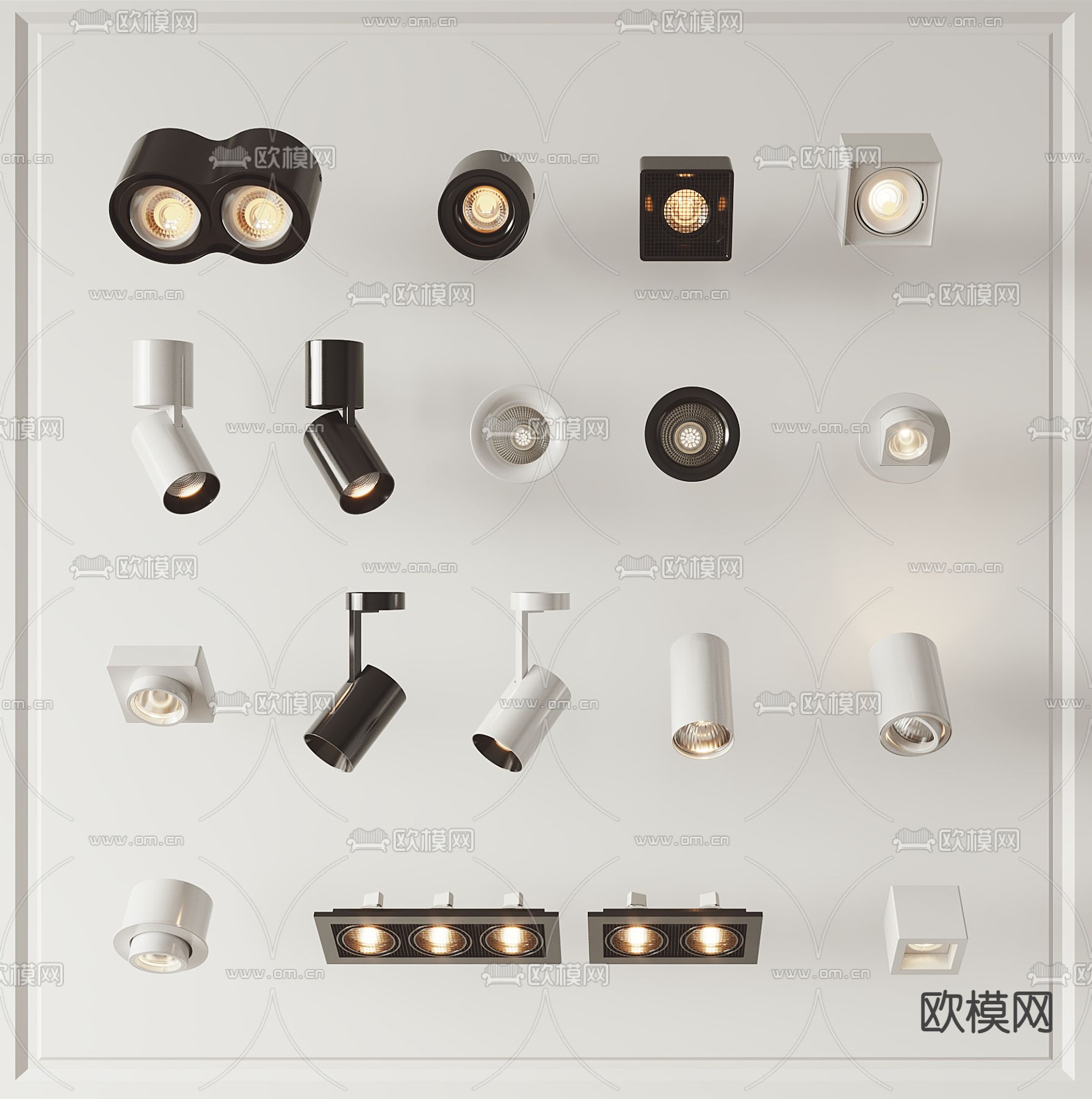 筒灯 射灯 轨道灯 磁吸灯3d模型下载