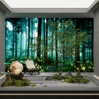  庭院小品 室内造景su模型 