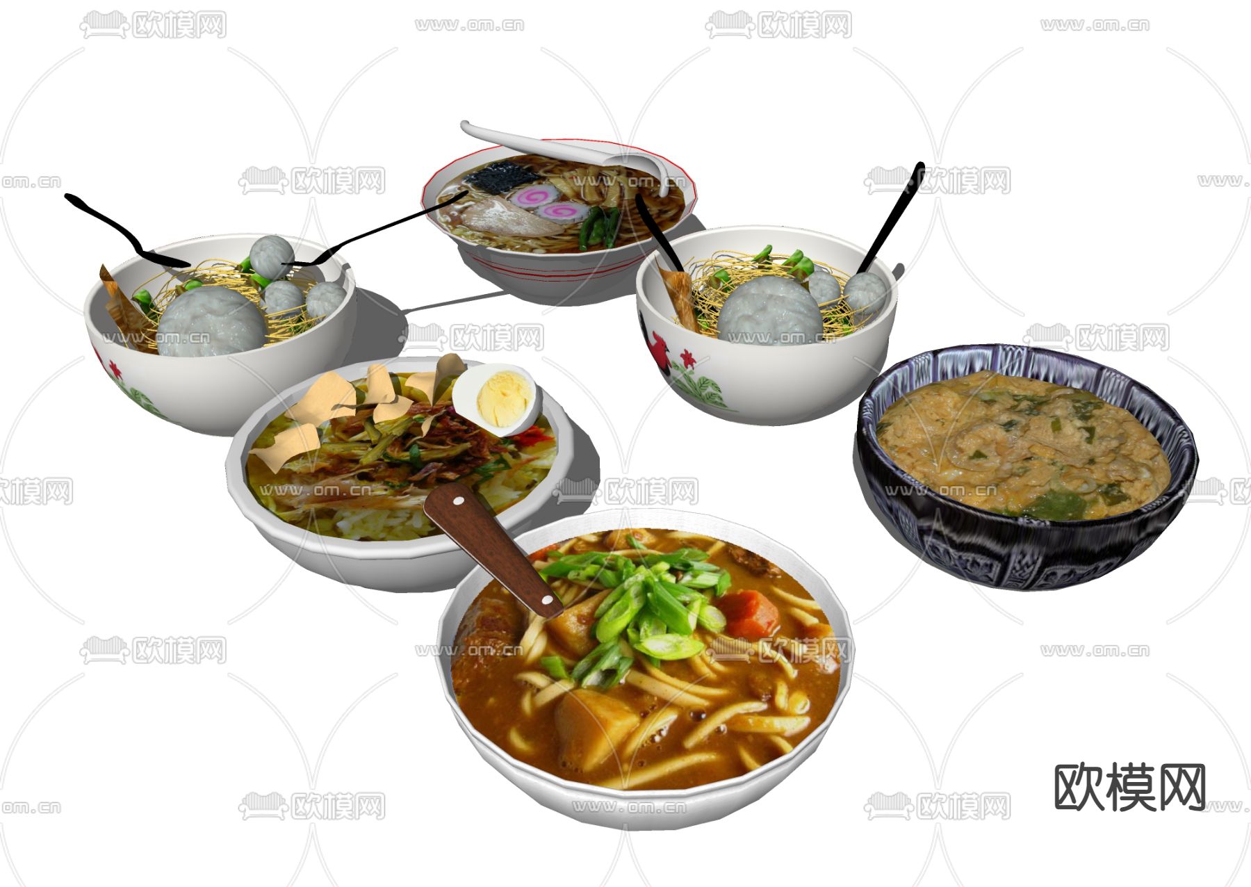 面条面食 食物美食su模型下载（渲染图2）