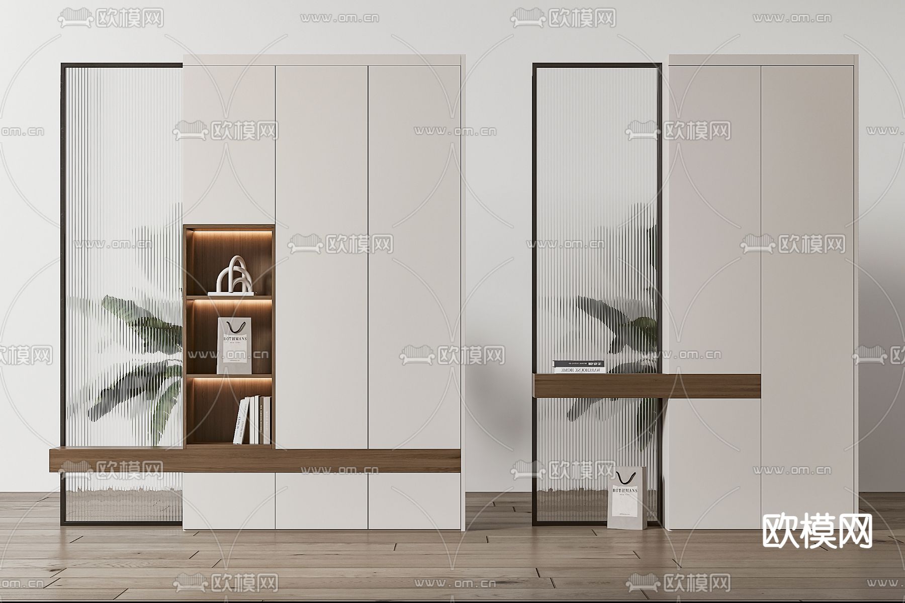 现代装饰柜 隔断柜 玻璃隔断3d模型下载（渲染图1）