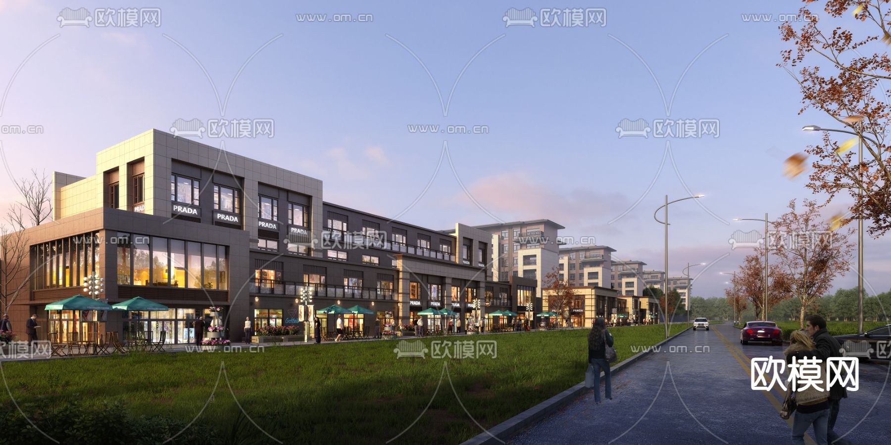 商业街 步行街3d模型下载