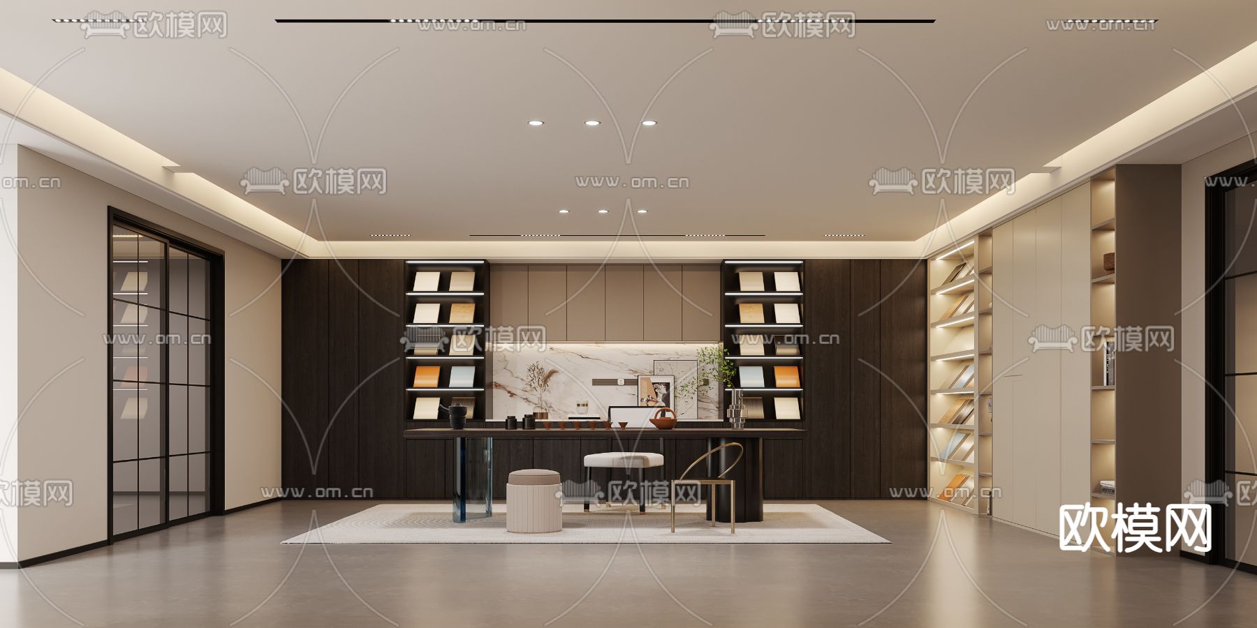 新中式茶室3d模型下载（渲染图2）