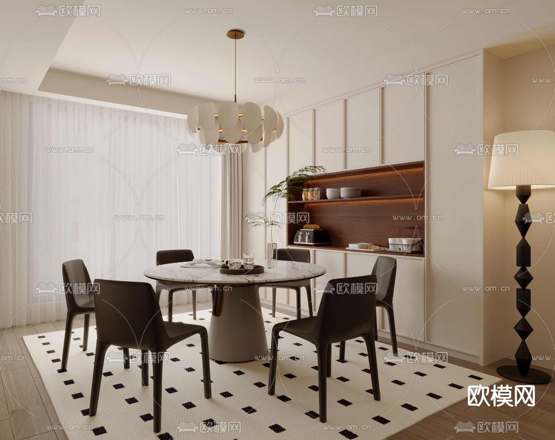 中古餐厅su模型下载（渲染图4）