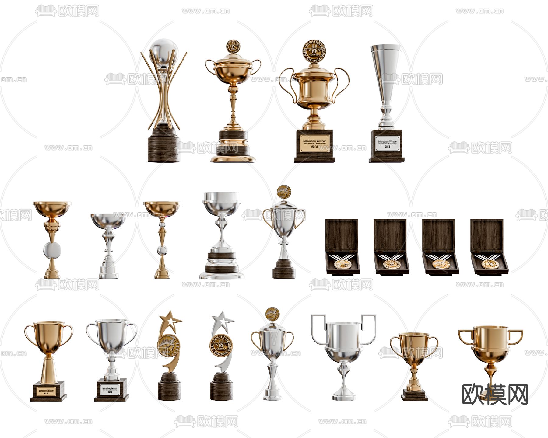 奖杯 奖牌 奖章 勋章 奖章3d模型下载