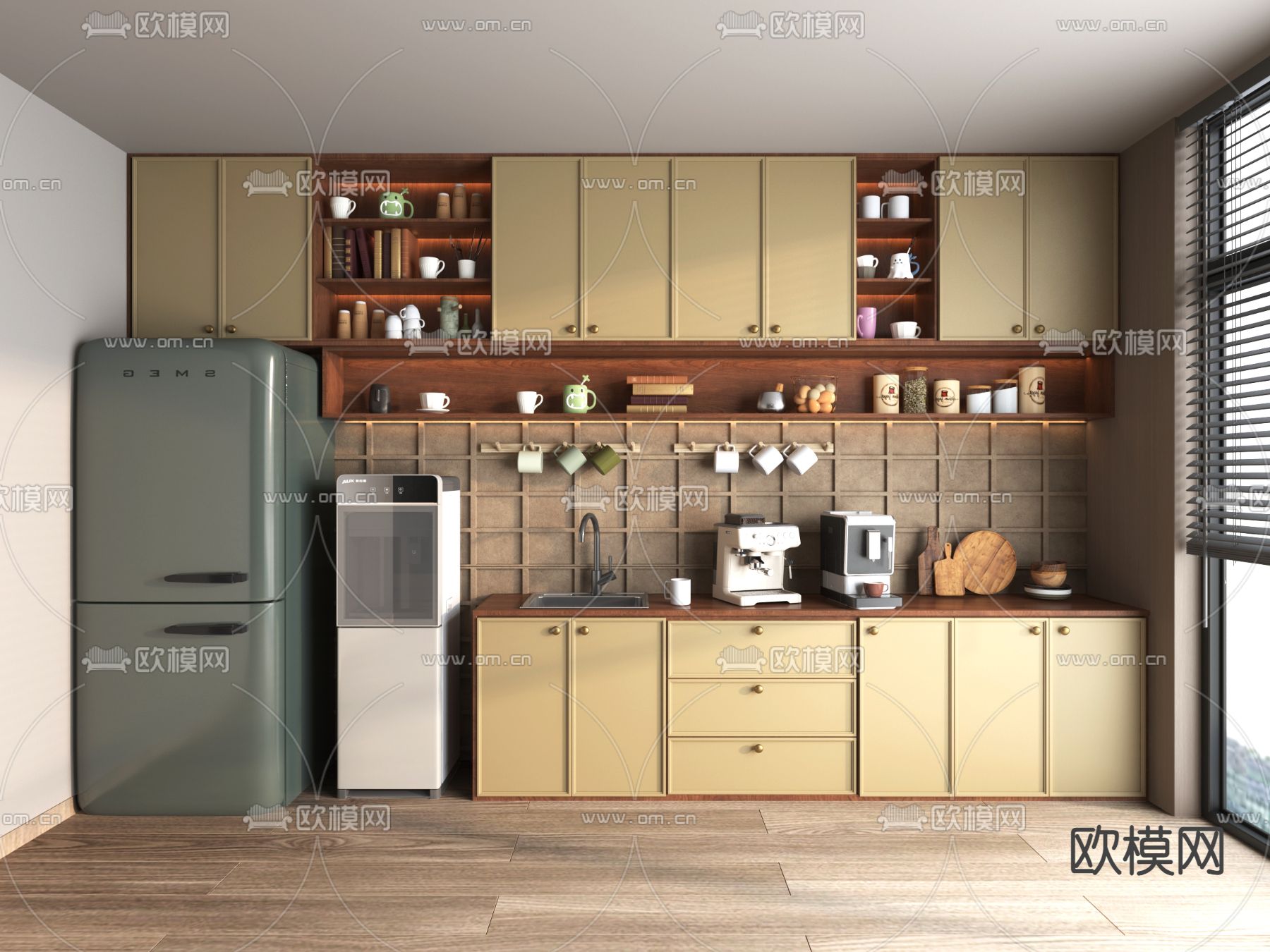 中古风茶水间 休息区3d模型下载