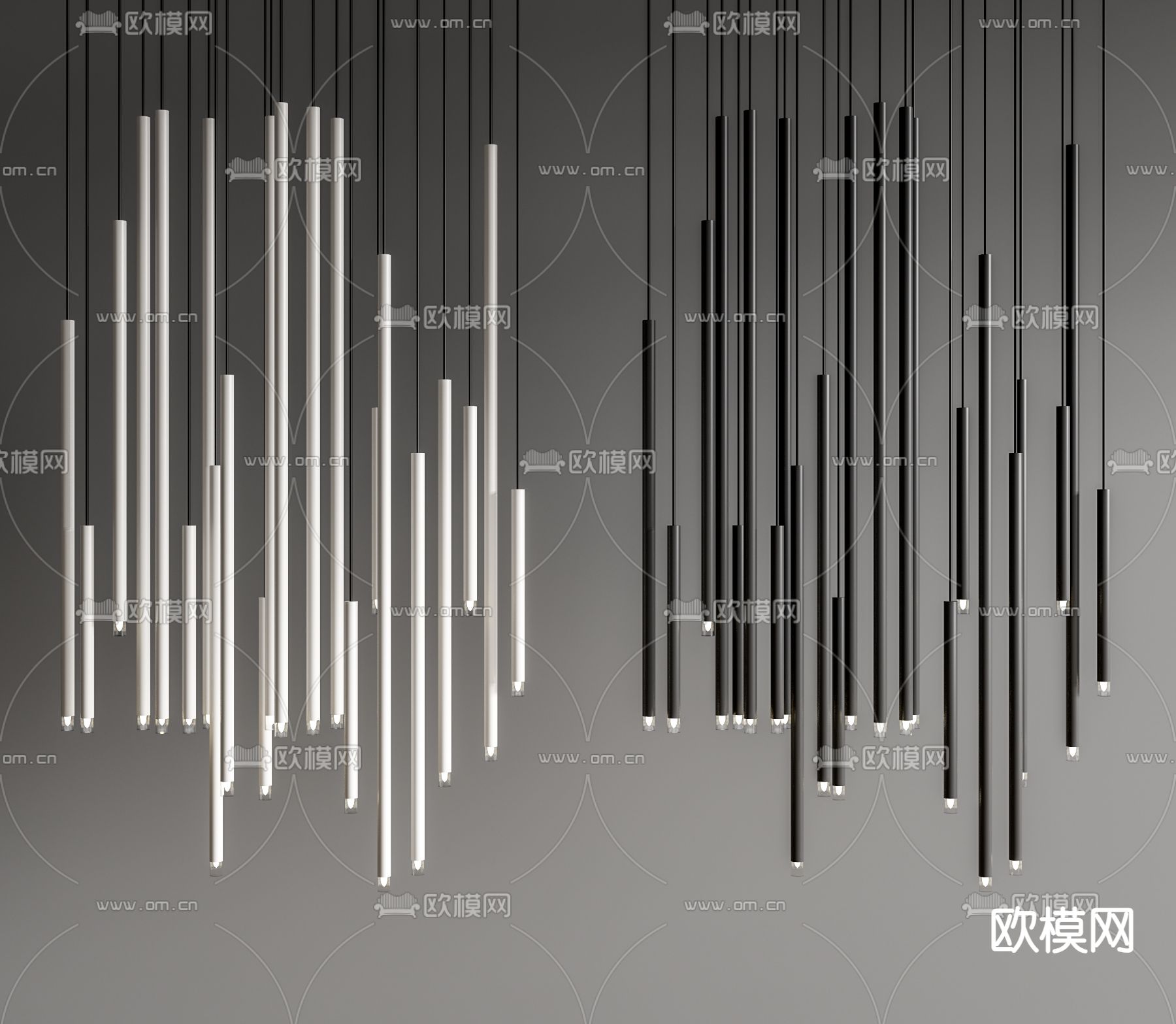 圆管小吊灯 大堂灯 装饰灯3d模型下载