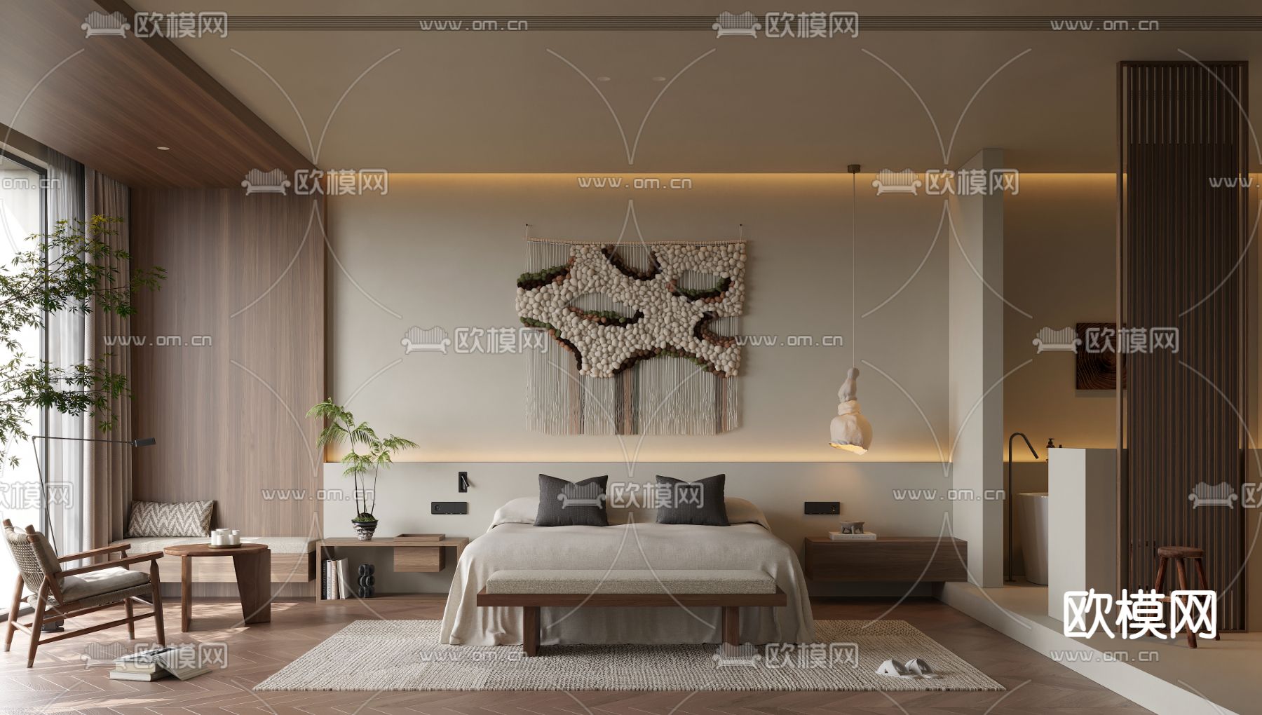 中古风民宿su模型下载（渲染图1）