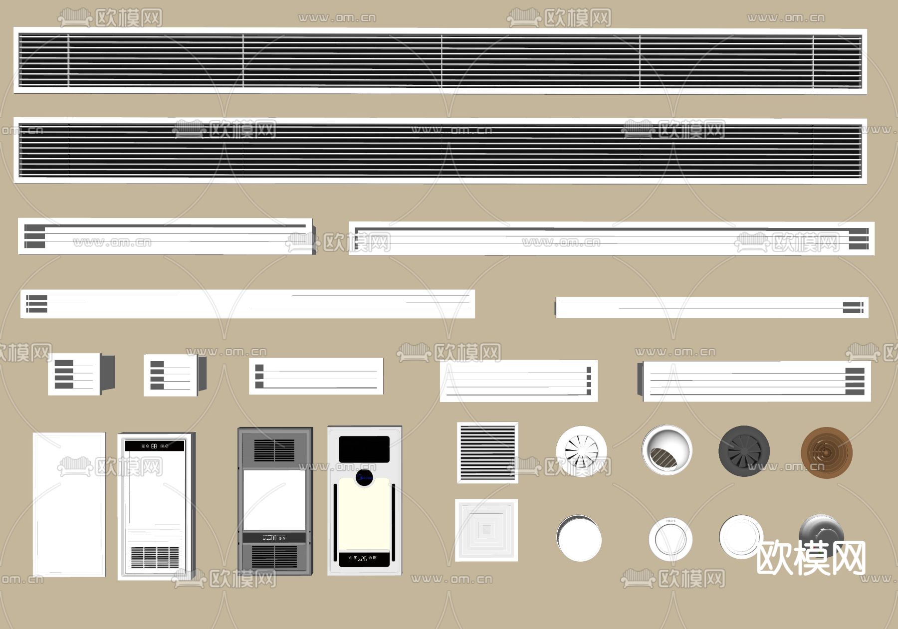 现代空调出风口su模型下载（渲染图2）