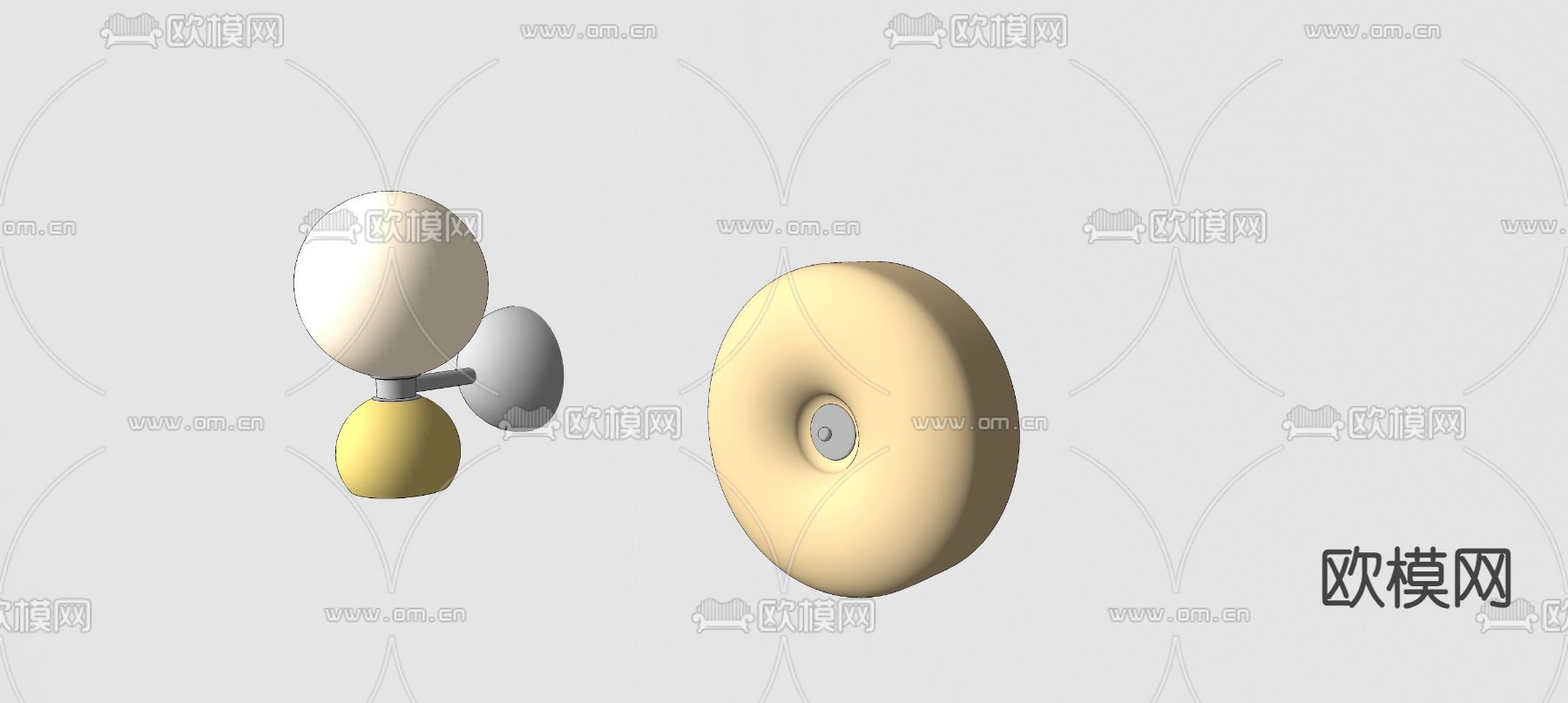 奶油风壁灯su模型下载（渲染图2）