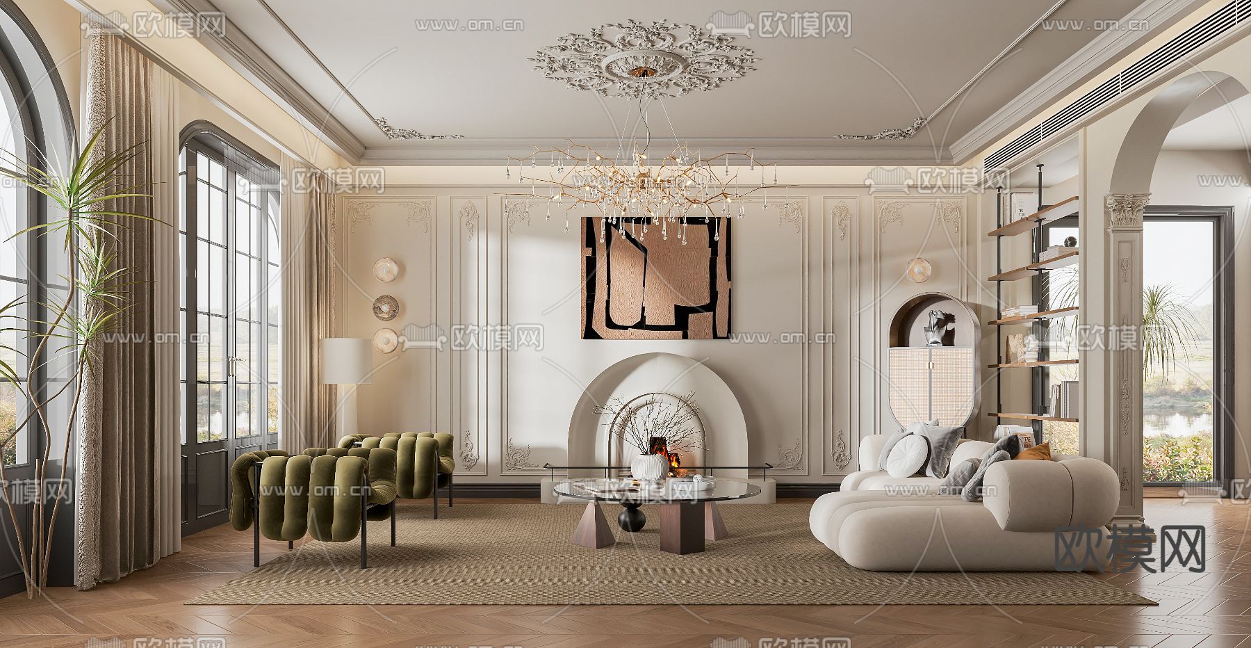 法式客厅3d模型下载