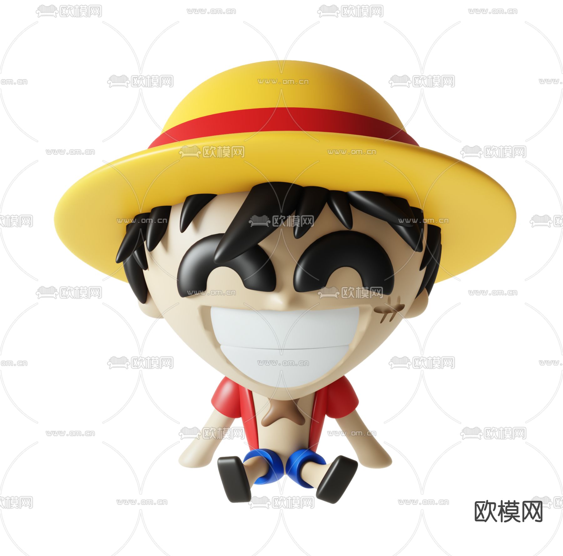 Q版海贼王 路飞潮玩 雕塑 公仔 卡通摆件3d模型下载