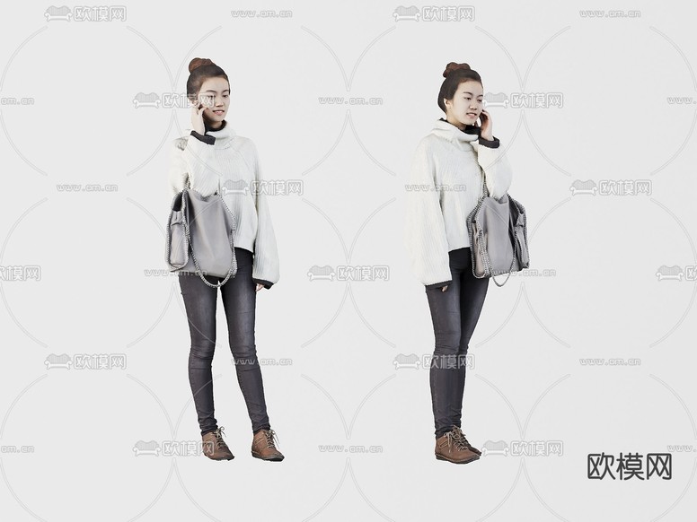 女孩 女人su模型下载(渲染图1)