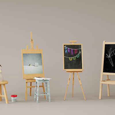  画具 画架 画板su模型 