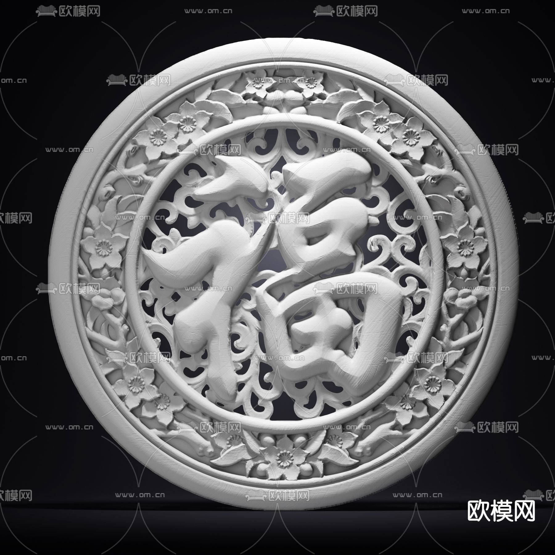 新中式浮雕su模型下载（渲染图2）