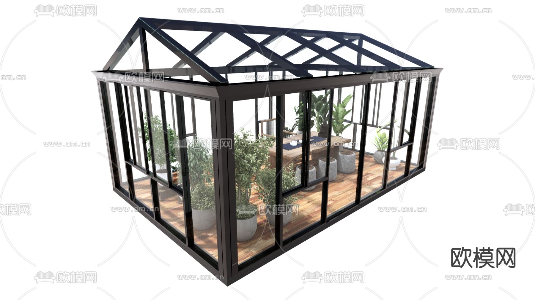 阳光房 玻璃房su模型下载（渲染图2）