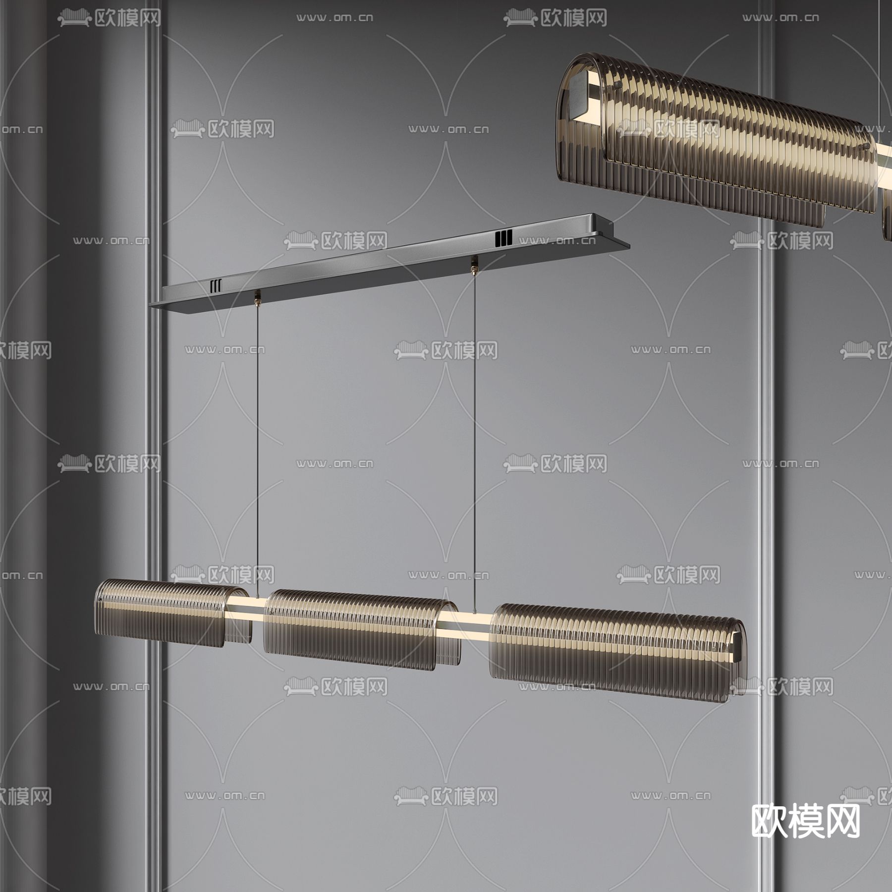 办公吊灯 长吊灯3d模型下载