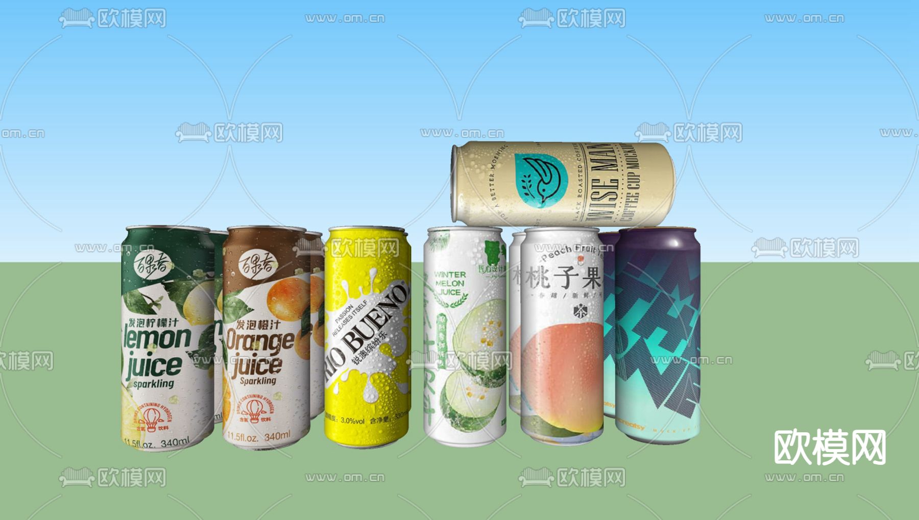 果味鸡尾酒 易拉罐su模型下载（渲染图2）