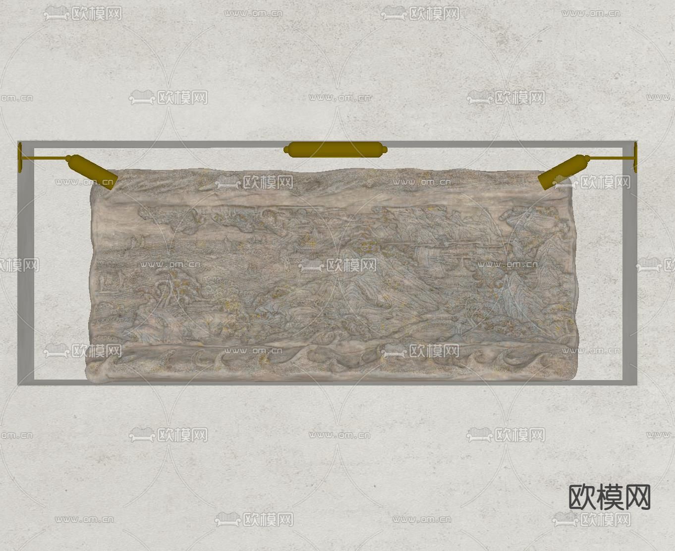 新中式木雕 浮雕su模型下载（渲染图2）