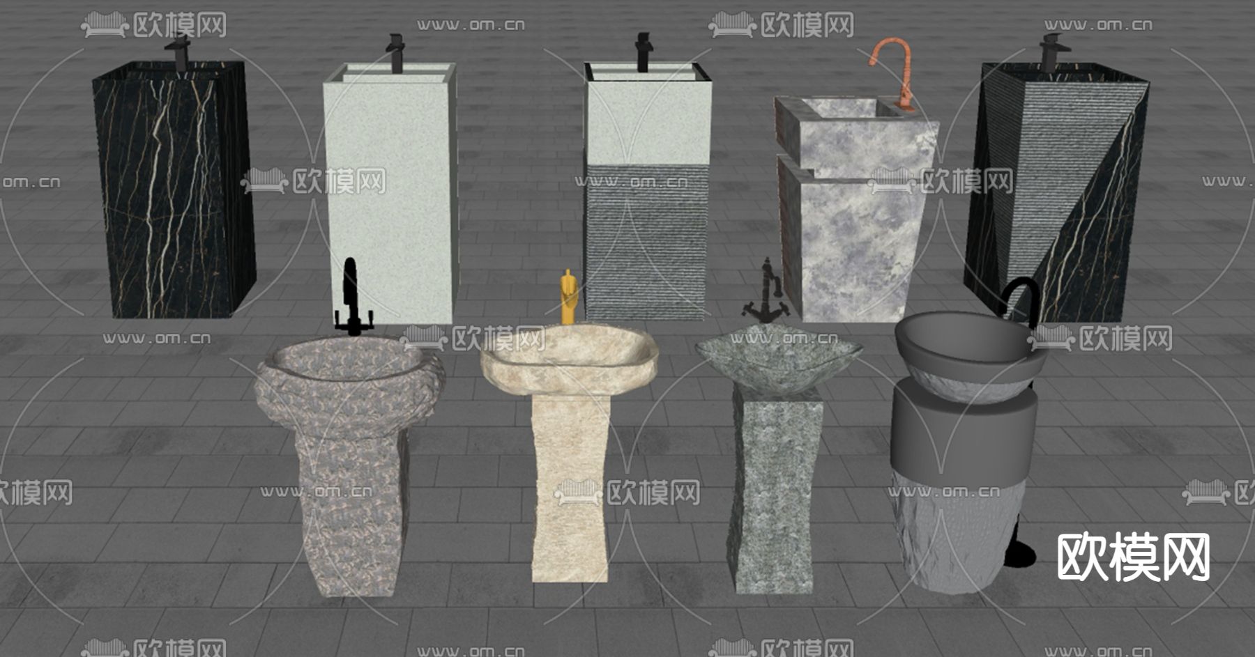 洗手台 洗手盆su模型下载（渲染图2）