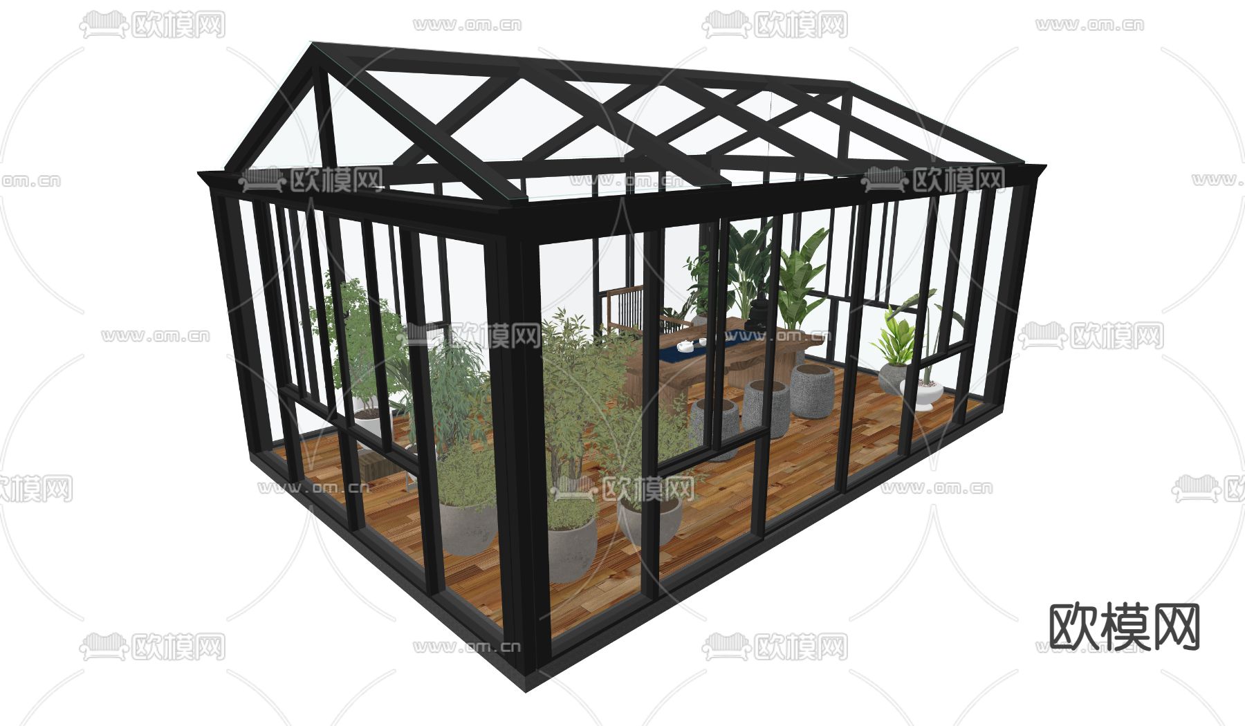 阳光房 玻璃房su模型下载（渲染图1）