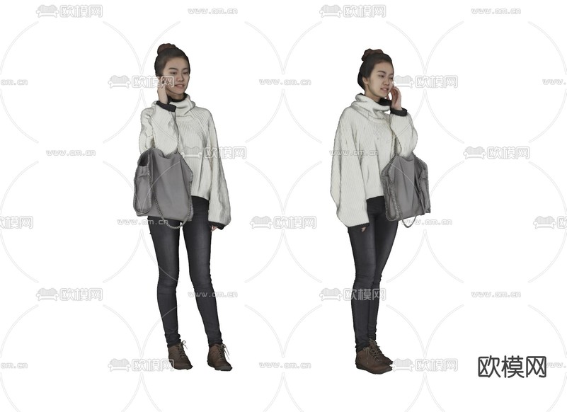 女孩 女人su模型下载(渲染图2)