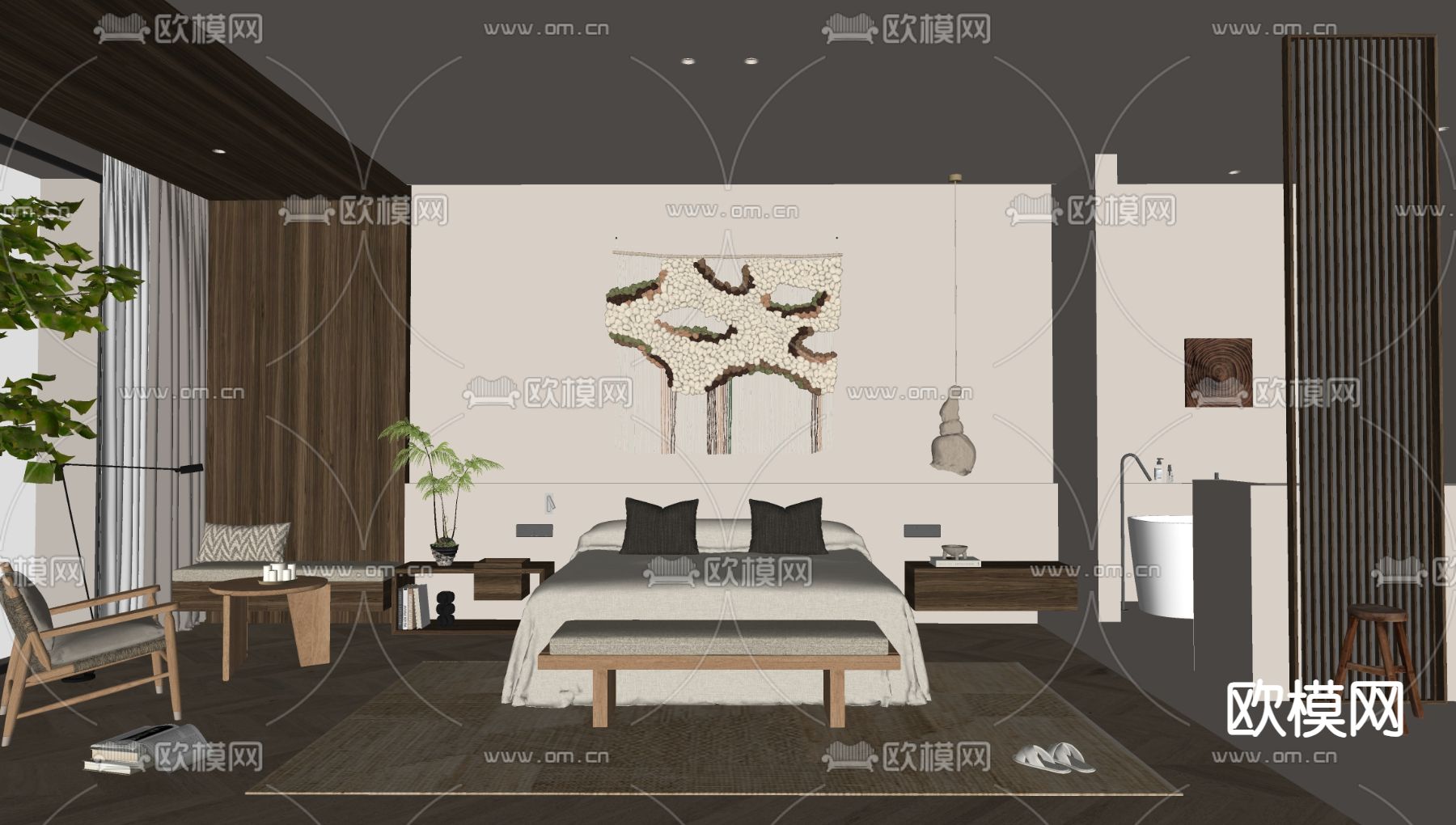 中古风民宿su模型下载（渲染图2）