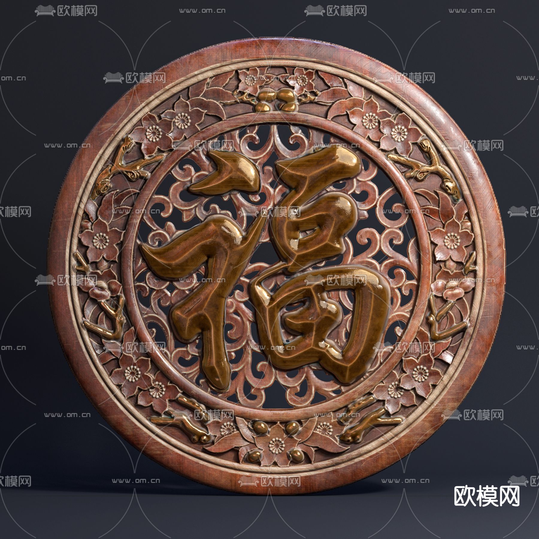 新中式浮雕su模型下载（渲染图1）