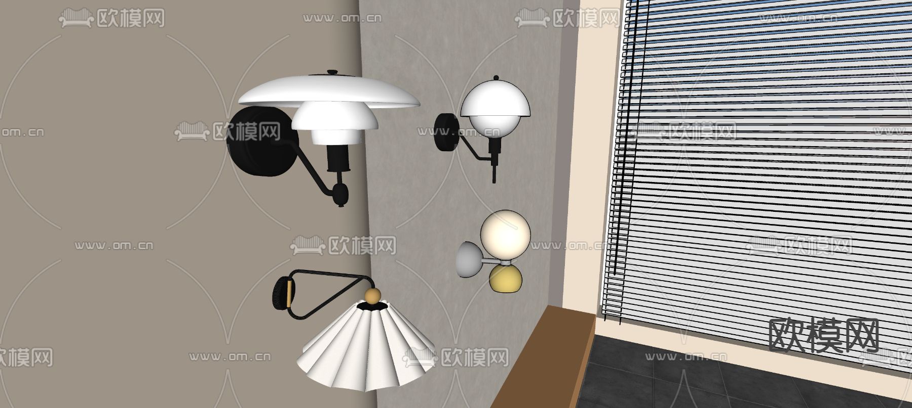 中古风壁灯su模型下载（渲染图2）