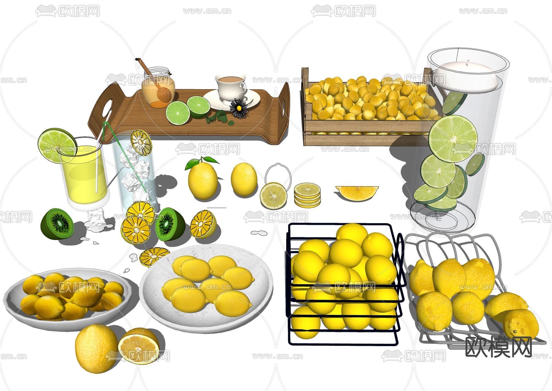 柠檬 水果su模型下载（渲染图2）