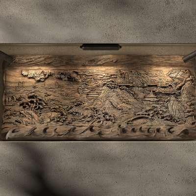  新中式木雕 浮雕su模型 