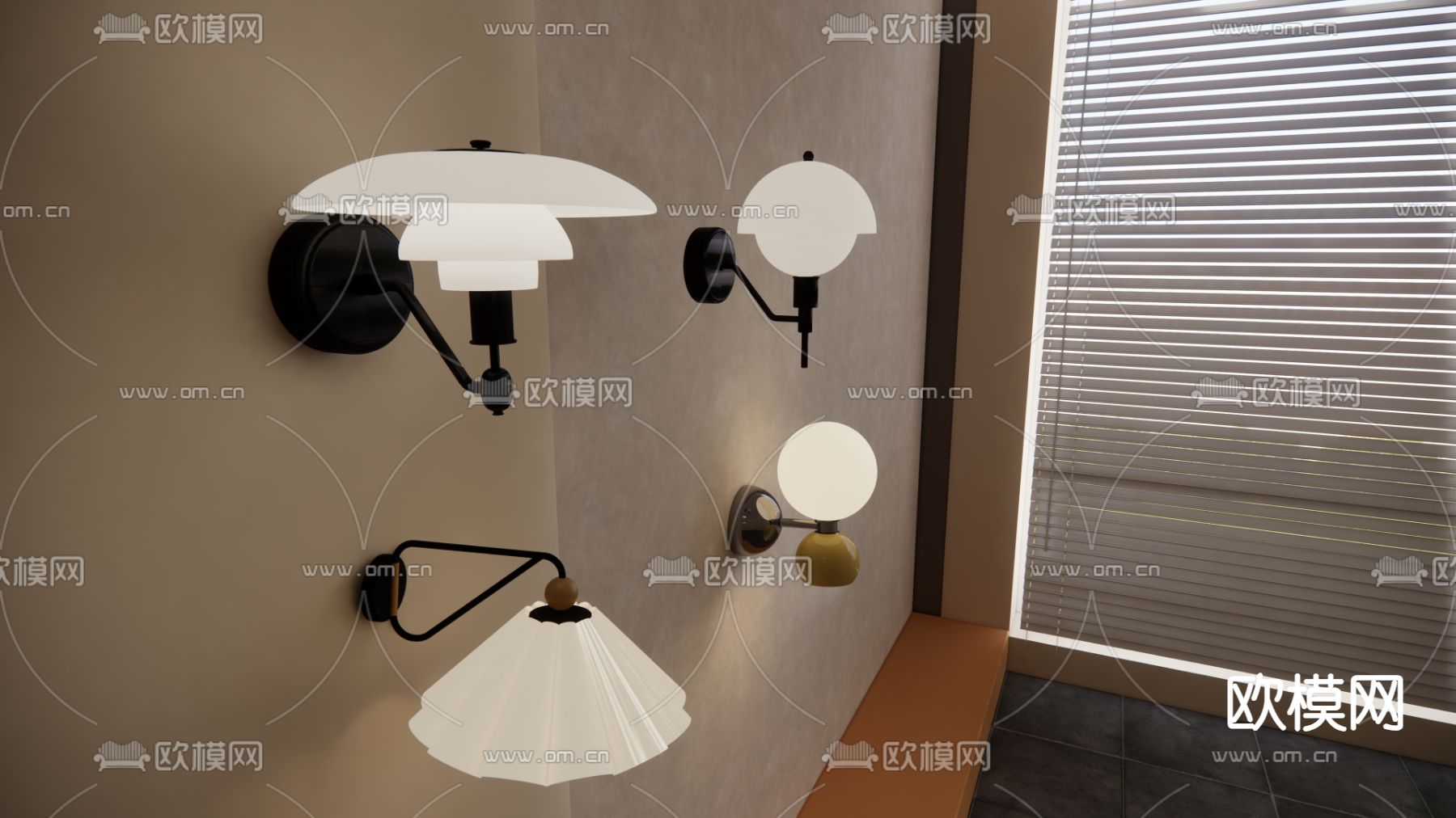 中古风壁灯su模型下载（渲染图1）