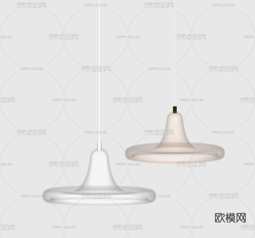 Flos奶油风吊灯su模型下载（渲染图2）