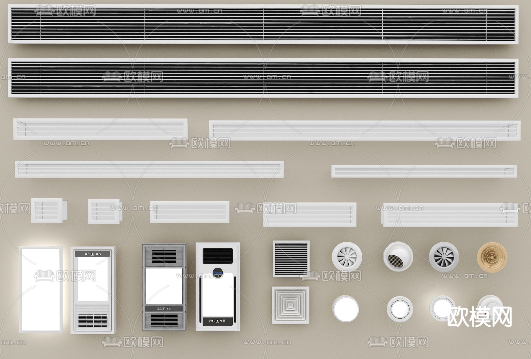 现代空调出风口su模型下载（渲染图1）