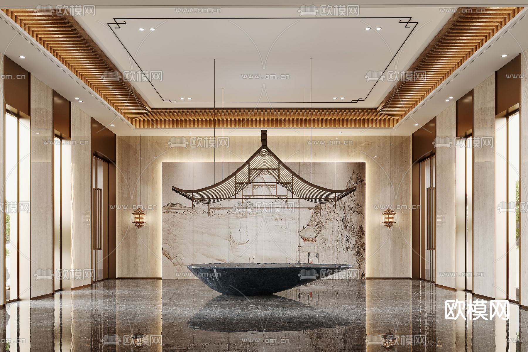 售楼部大厅3d模型下载（渲染图2）