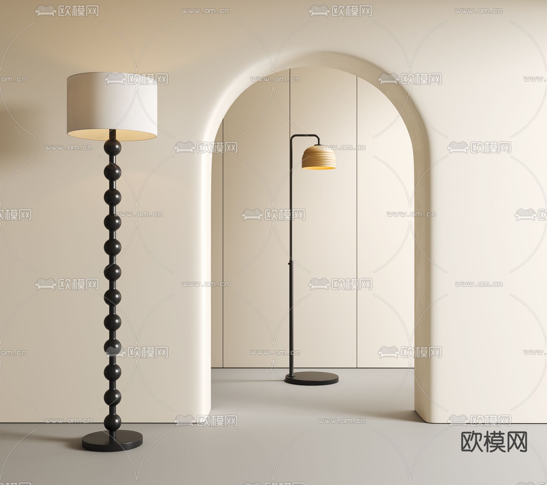 中古风落地灯3d模型下载