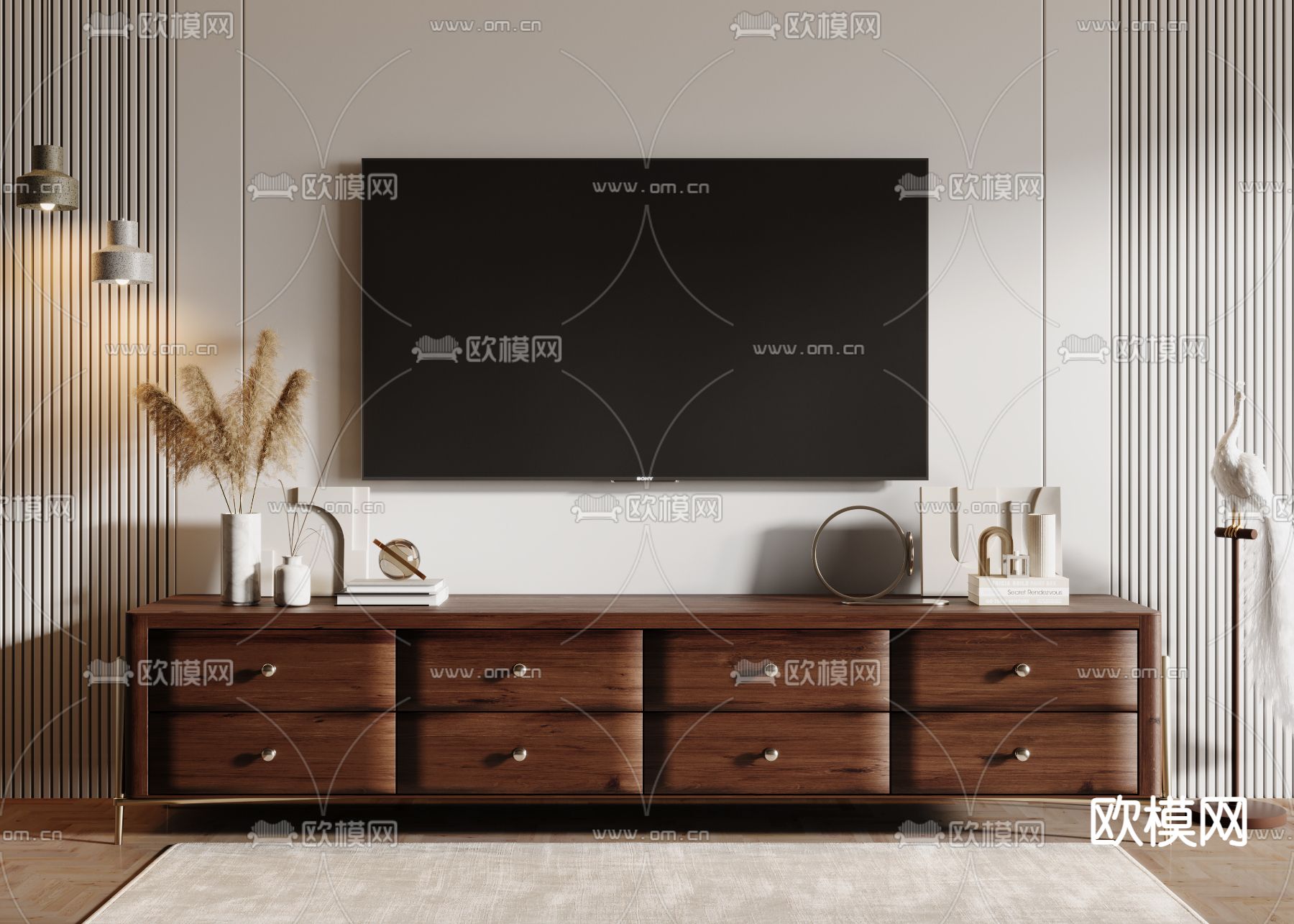 侘寂电视柜3d模型下载