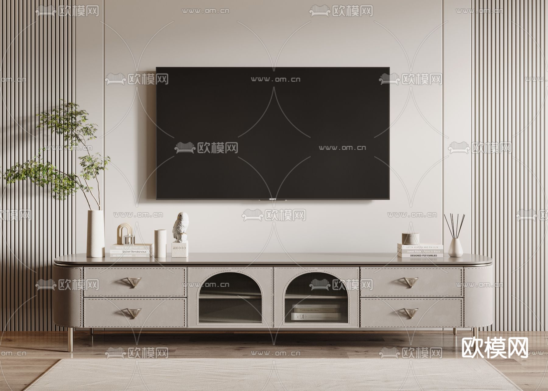 现代电视柜3d模型下载