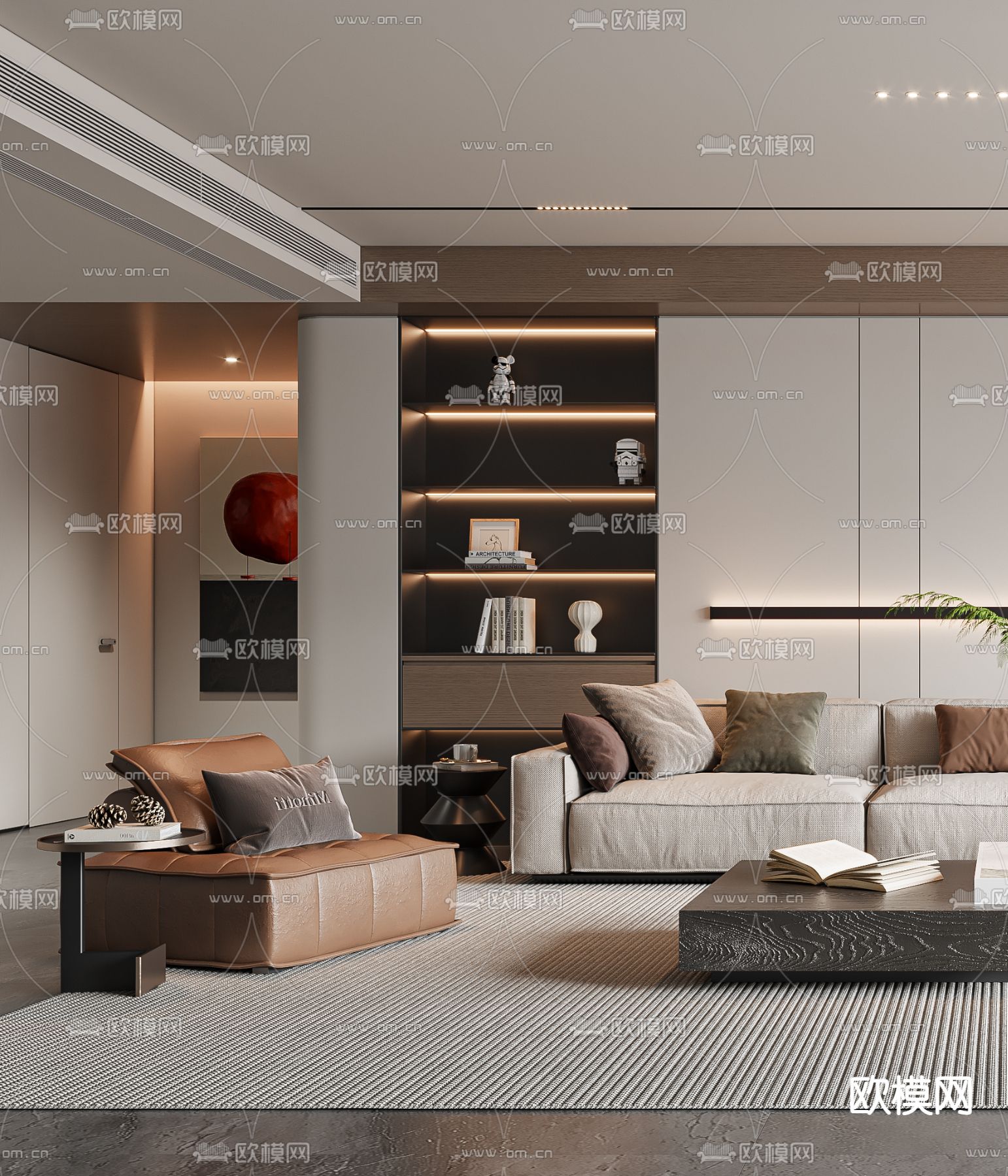 现代客厅3d模型下载（渲染图2）