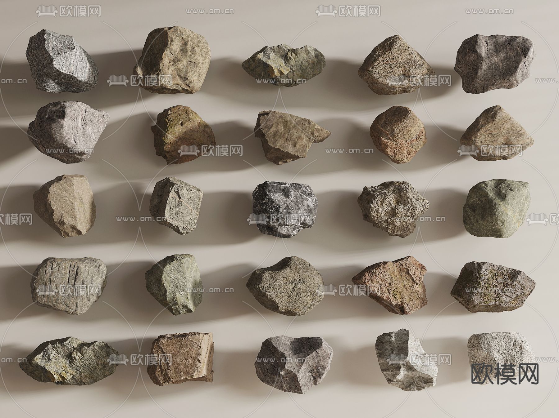 石头 石块 景观石3d模型下载