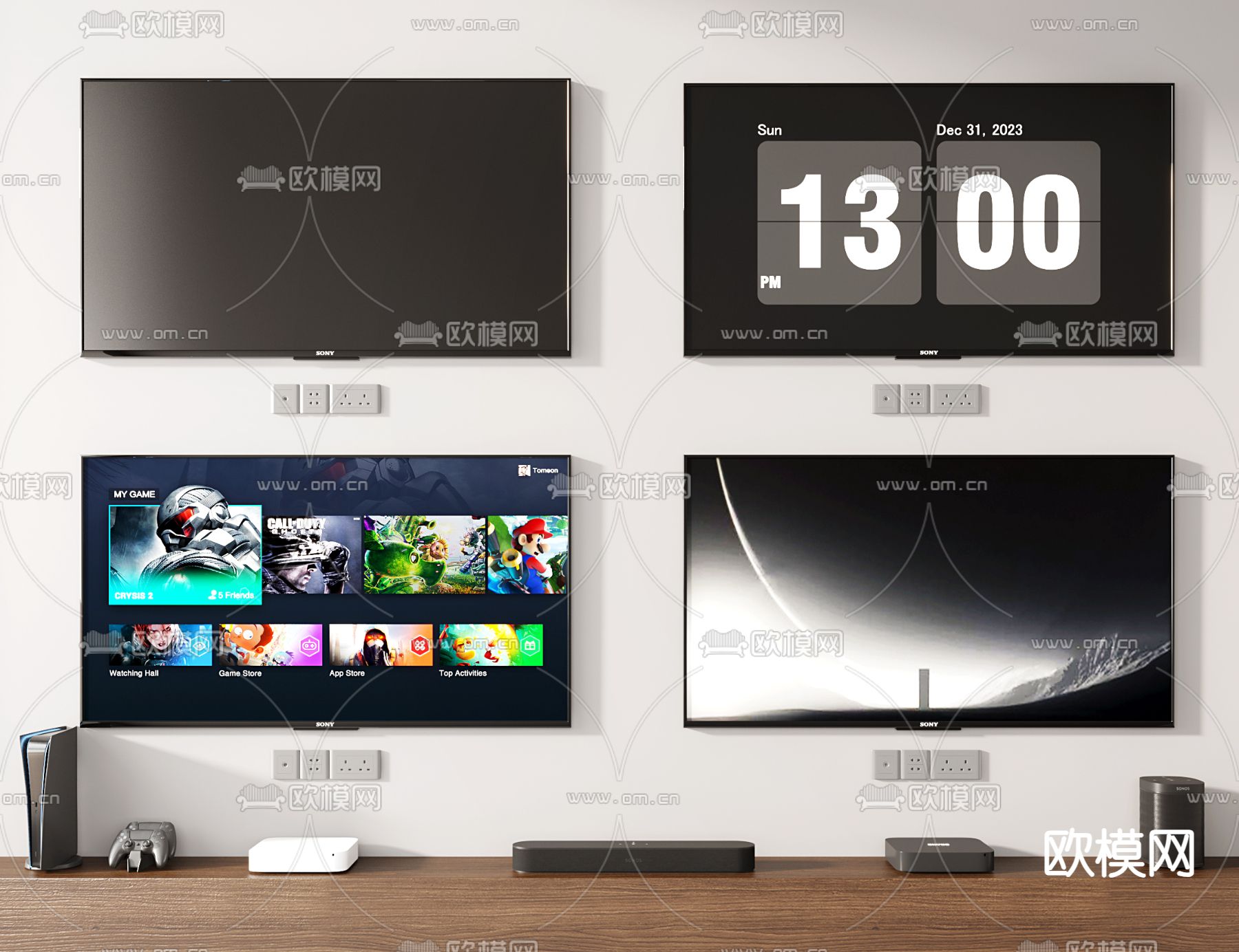 电视机 全面屏 液晶电视3d模型下载