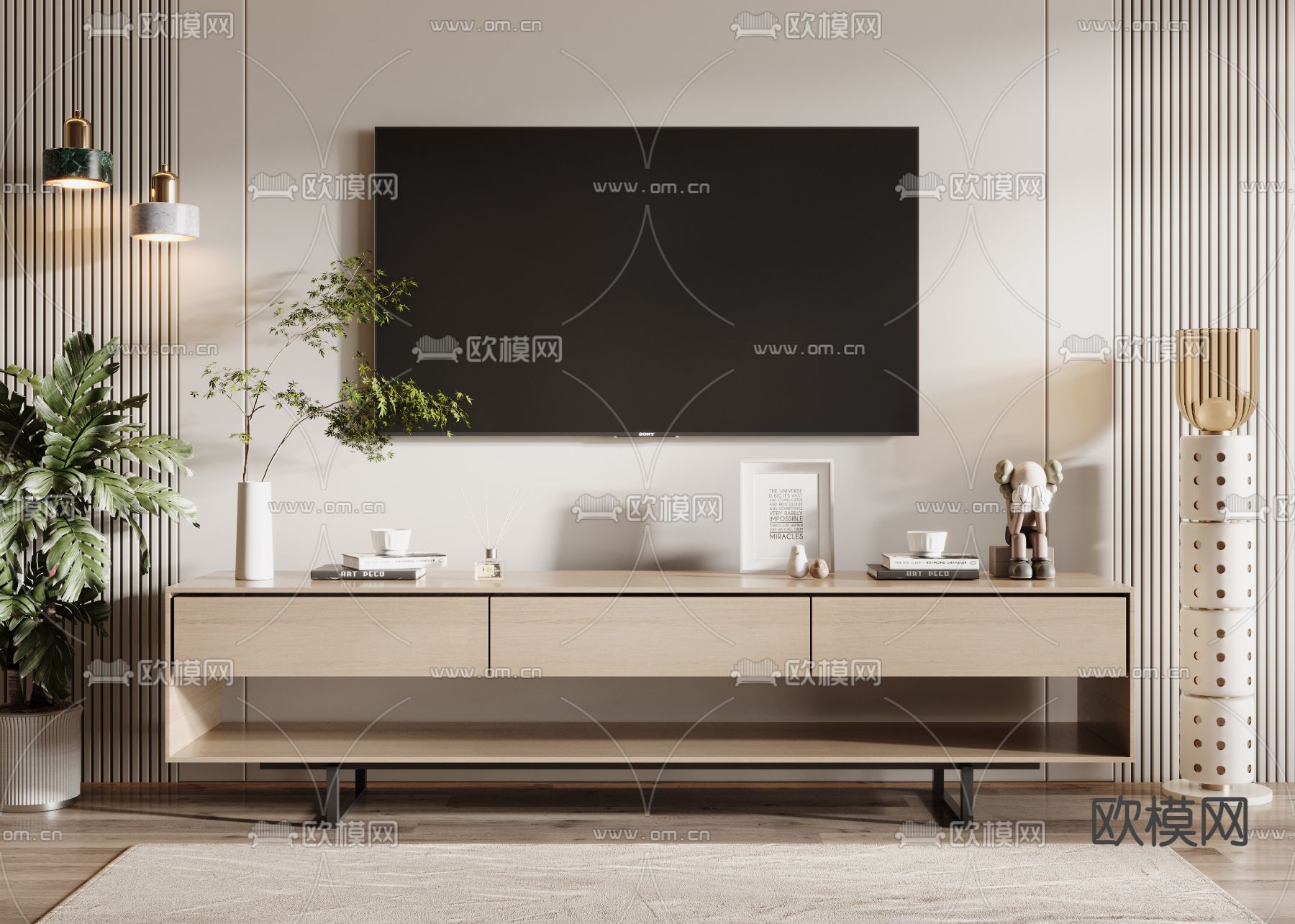 现代电视柜3d模型下载