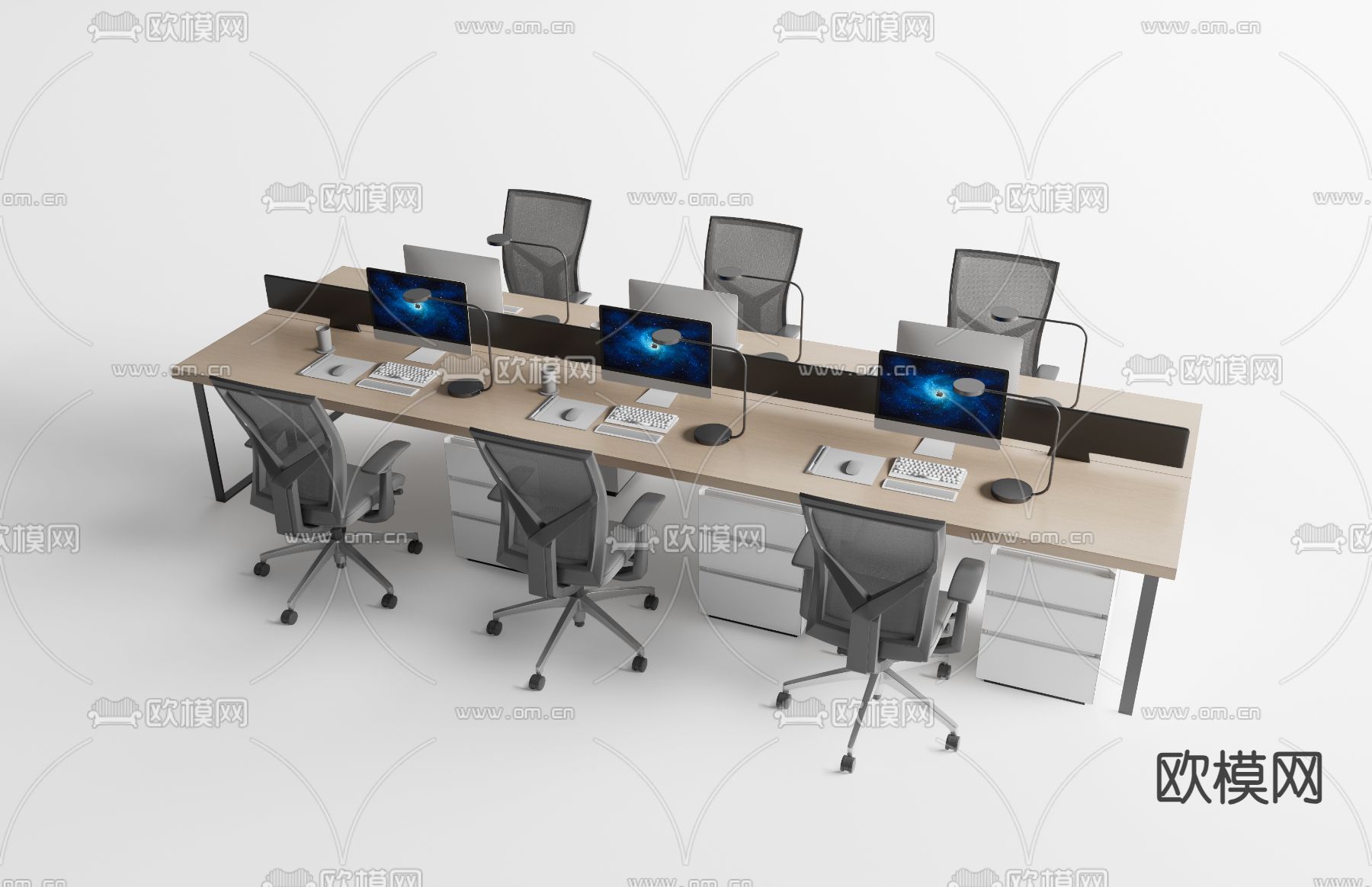 卡位办公桌 工位3d模型下载