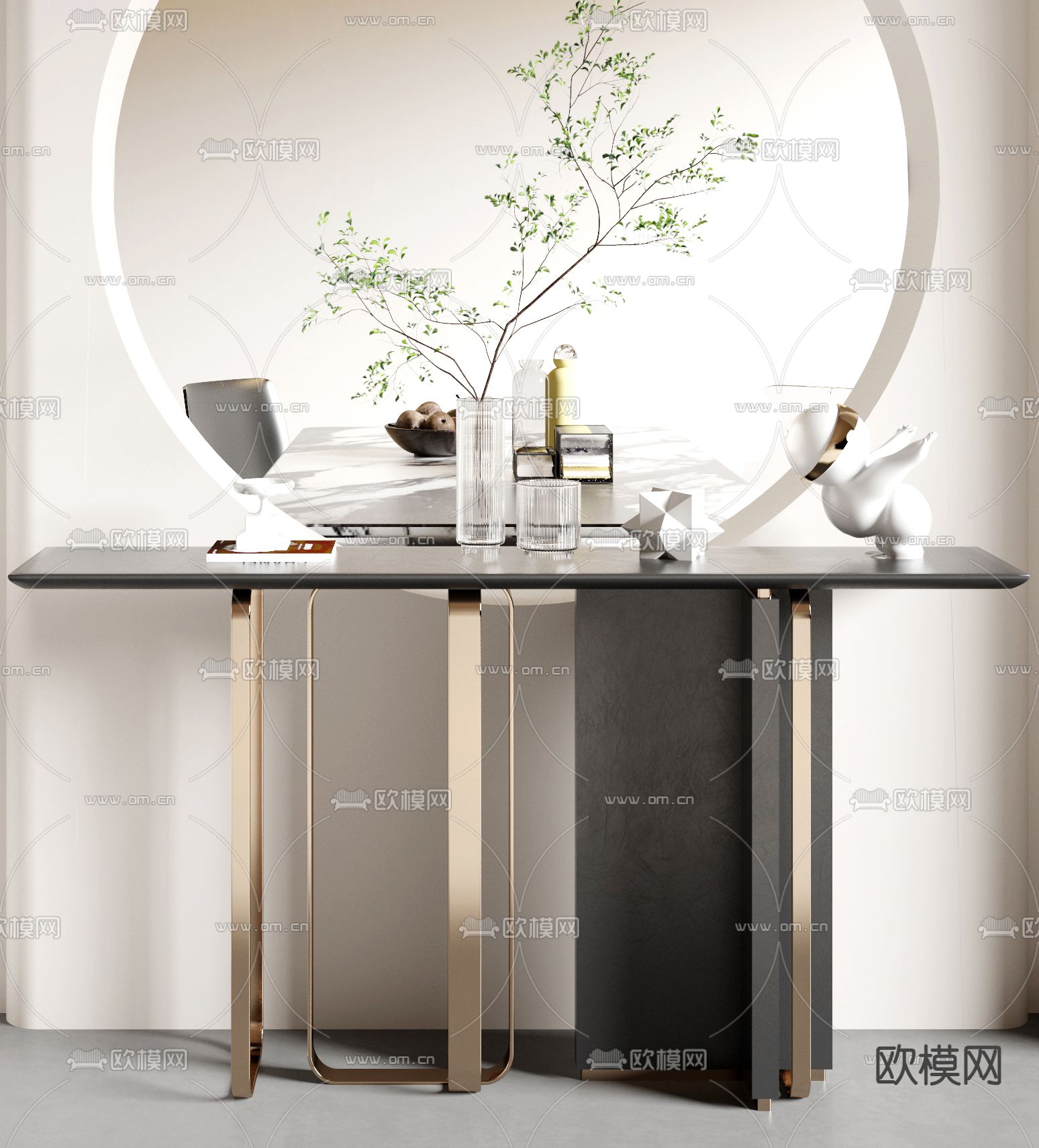 轻奢端景台 条案3d模型下载