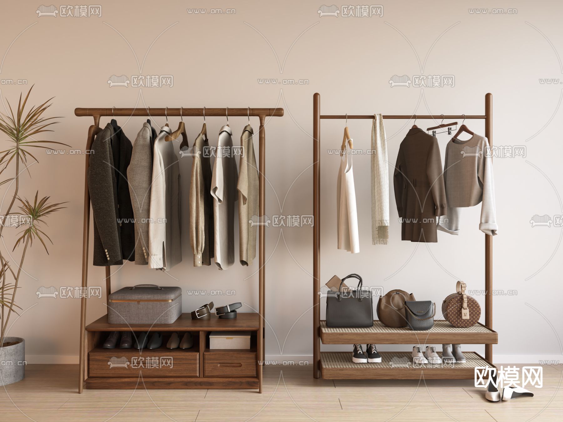 侘寂挂衣架 衣帽架3d模型下载